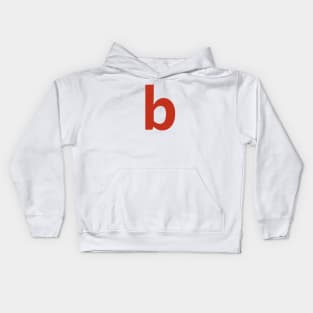 Letter b in Red Text Minimal Typography Kids Hoodie